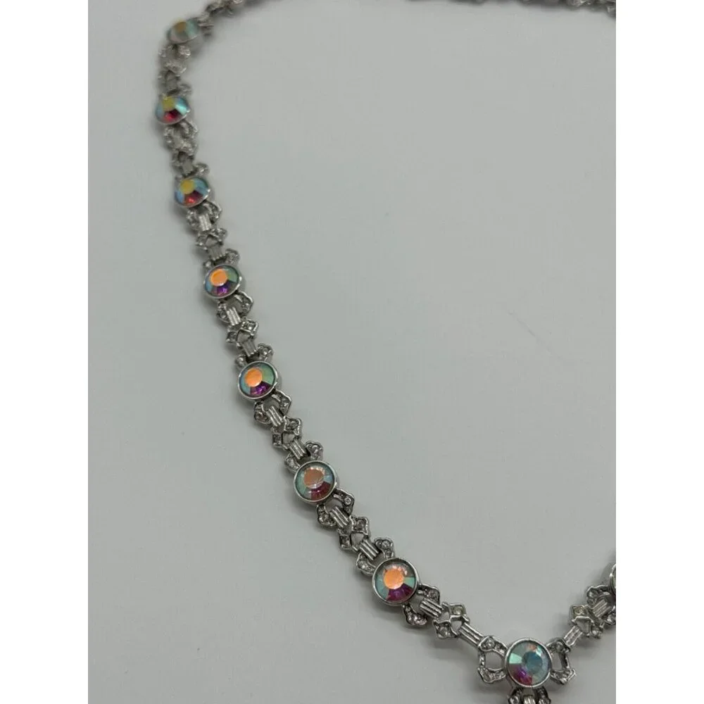 Nolan Miller Glamour Collection Roxanne AB‎ Rhinestone Silver Tone Necklace